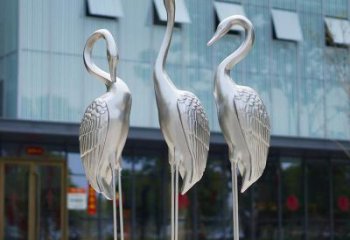 锻造丹顶鹤雕塑厂家 现代创意摆件 广场哑光丹顶鹤雕塑