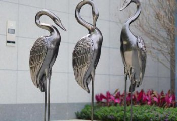 仿真丹顶鹤雕塑厂家 大型创意摆件 公园现代丹顶鹤雕塑