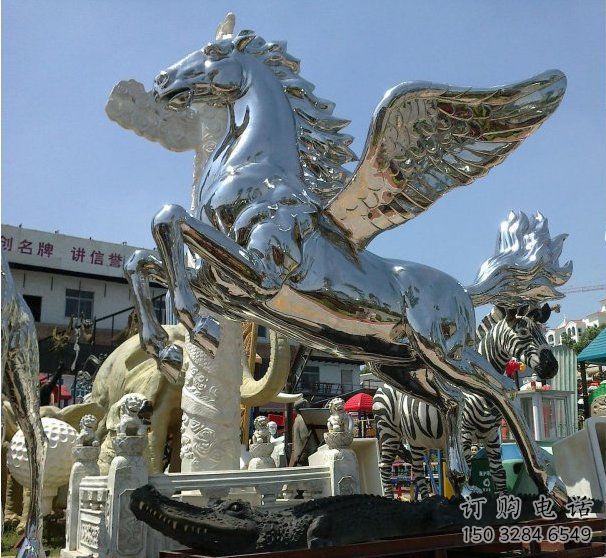 锻造飞马雕塑厂家 现代镜面摆件 广场仿真飞马雕塑