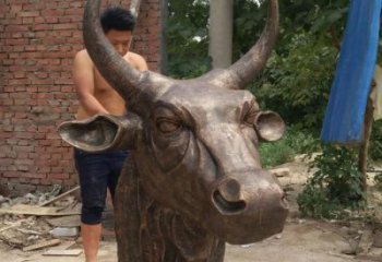 不锈钢创意牛头雕塑 步行街店门口雕塑 动物小品