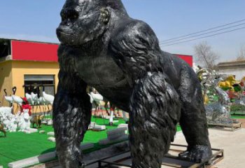 广西仿古黑猩猩雕塑 庭院彩绘雕塑 田间小品