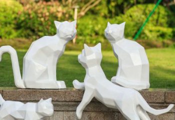 广场猫咪雕塑价格，卡通水景雕塑，抽象效果