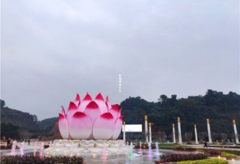 金属莲花雕塑制作厂家，锻造工艺，水景莲花喷泉雕塑选用