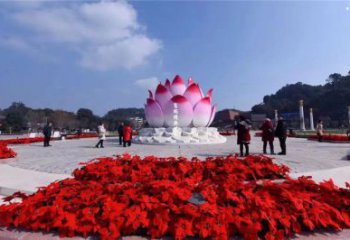 烤漆莲花雕塑厂家，小区雕塑，不锈钢莲花喷泉雕塑优价